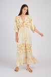 Women's embroidered floral maxi dress - with a bohemian look 