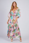 Women's tropical bloom belted maxi dress - lightweight and flowy